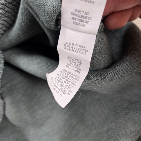 Aerie Ribbed Green V-Neck Pullover Oversized Sweatshirt XL - Picture 7 of 8